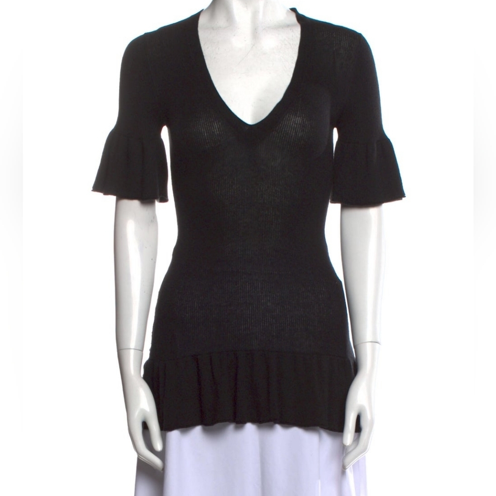 Burberry Silk & Cashmere Ruffled Sweater